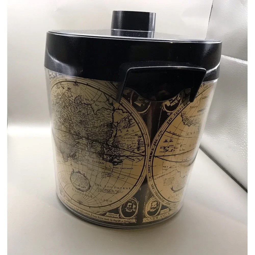 Thermo Serv Ice Bucket World Map Pattern Made In USA 9